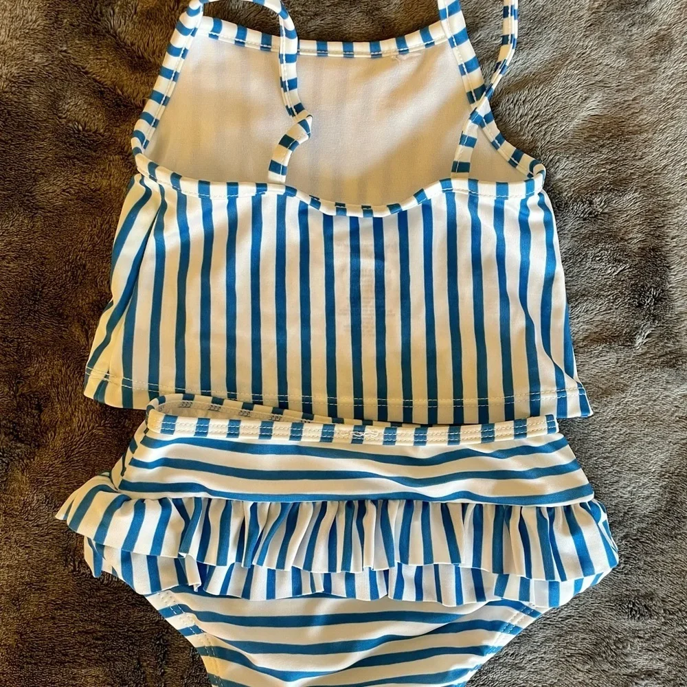 Fishie stripped and ruffled swimsuit size 6-9M